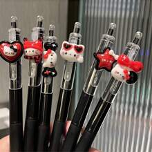 Sanrio 6-Pack Random Black & White Sanrio Hello Kitty Neutral Pens, A Fashionable Choice For Sanrio Fans And Stationery Lovers! Back To School