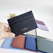 1個客製化多卡夾，中性超薄極簡十字紋PU皮革信用卡錢包，燙金姓名、身分證與零錢袋一體式，旅行收納包，RFID防盜刷錢包，適合週年紀念、生日，個性化禮物 - 彩色 - 查看 7