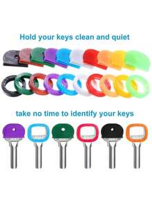 10/30/50 Pcs Solid Color Casual PVC Plastic Keychain Rings, Versatile Round/Flat Elastic Identification Rings, Multicolor, Suitable For All Seasons - Multicolor - View 2