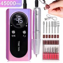 45,000转/分钟电动美甲钻，专业美甲套装，指甲锉磨器，指甲及足部护理套装，家用及沙龙美甲套装，指甲抛光工具，情人节礼物 - 紫色 - 查看 9