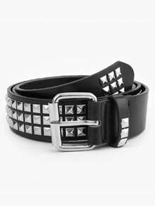 1pc Unisex Solid Color Punk Rhinestone Studded Sparkly Leather Belt, Suitable For Teens, Casual Outdoor, Athletic, Vacations, Graduation Gifts, Birthday, Daily Wear