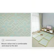Japanese-Style Tiles, Rattan-Woven Summer Tatami Tiles, Thick Crawling Mats, Tea Room Tiles, Parent-Child Interactive Tiles, You Can Buy Them Yourself, 3 Pieces, 6 Pieces, Living Room Tiles, Bedroom Tiles, Bedside Tiles, Simple Tiles, Can Be Disassembled At Any Time, Folded And Packed For Convenient Storage, Easy To Wash