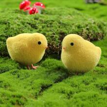 2 Pcs Chicks ABS Resin Figurines Garden Decor Outdoor Balcony Ornament, Sculptures Lightweight Waterproof Cute Home Decorations