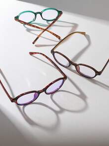 4 Pieces Of Retro Small Round Frame Artistic Style Glasses Girl's Plain Tortoiseshell Glasses Frame Combination Glasses - Multicolor - View 4