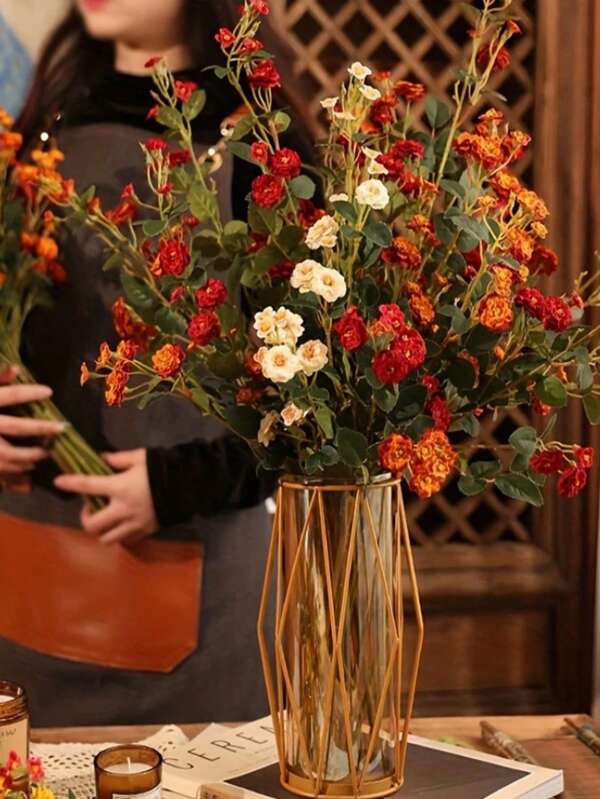 6pcs Artificial Velvet Rose Bouquet - Durable Fake Flowers, Suitable For Wedding, Engagement, Birthday And Home Decor