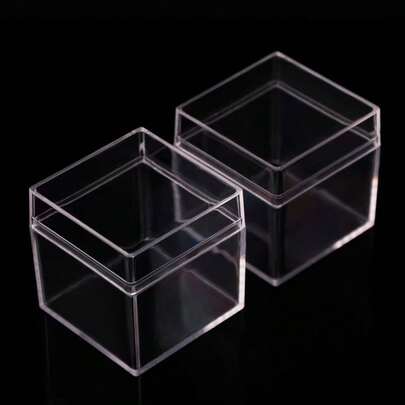 12 Stück neue hochdurchsichtige PS Kunststoff Quadratische Verpackungsboxen, Deckel oben und unten öffnend, Tablett-Stil durchsichtige Boxen