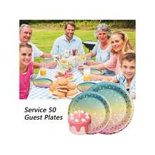 Round Disposable Paper Plates For All Occasions - 100 Pack - 50 X 9" And 50 X 7" Dinner Plates, Golden Foil Polka Dots , White And Gold Party Supplies - Rainbow - 查看 4
