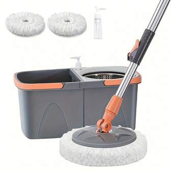 1 Set, Household Spin Mop And Bucket Set, Household Rotating Floor Mop, Hands-Free Wash Mop, Dust Removal Mop, Dry And Wet Use, Perfect For Home, Kitchen, Bathroom Floor, Cleaning Supplies, Cleaning Tool