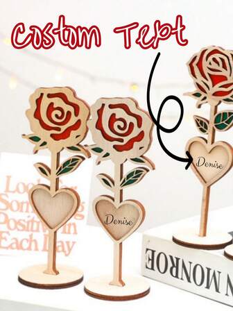 Personalisiertes Muttertagsgeschenk Holzornament Ins Style Rose Home Light Luxusdekoration Desktop-Ornament Holzhandwerk