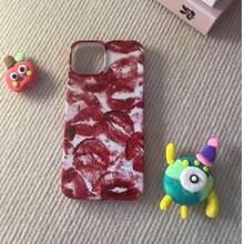 Kiss Mark Phone Case - Lipstick Commitment Design Cover For Phone 7/8/X/11/12/13/14/15/16 - Romantic Protective Case - Red - View 4
