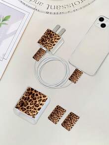 3-Piece Set: 18W/20W Apple Charger Protector Case, Bite Proof Cable Protector, TPU Leopard Print Charger Adapter Cover - Multicolor - View 1