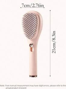1/2pcs Retractable Self-Cleaning Anti-Static Comb, One-Button Comb, Scalp Massage Brush Suitable For All Hair Types, Easy To Detach And Clean (Pink And Beige (Button)), Note: The Product Material Is Sturdy
