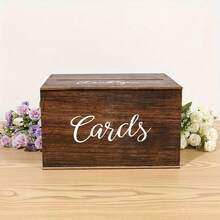 1pc Rustic Wooden Card Box For Wedding, Shower, Bridal Shower, Birthday, Anniversary - Event & Party Supplies - Multicolor - View 3