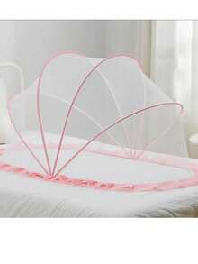 豪华蚊帐 - 超便携、紧凑可折叠、防风防咬、不间断睡眠、通用婴儿床、地毯 - 粉色 - 查看 5