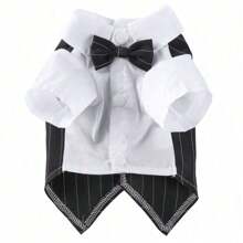 1pc Striped Dog Tailcoat Formal Shirt, Suitable For Weddings, Parties, Birthdays, Halloween Pet Costumes, Role-Playing Costumes