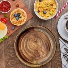 40pcs Wood Grain Pattern Disposable Plates, Thick Waterproof Disposable Plates With Wood Texture, Suitable For Theme Parties, Birthdays, Outdoor Gatherings, Family Meals, Daily Use