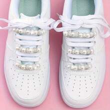 23/46 Elegantes Conjuntos de Acessórios de Cadarço com Pérolas e Strass para Decorações DIY Fashionistas, Ideal para Tênis Esportivos e Sapatos de Lona, Feito de Material Durável de ABS