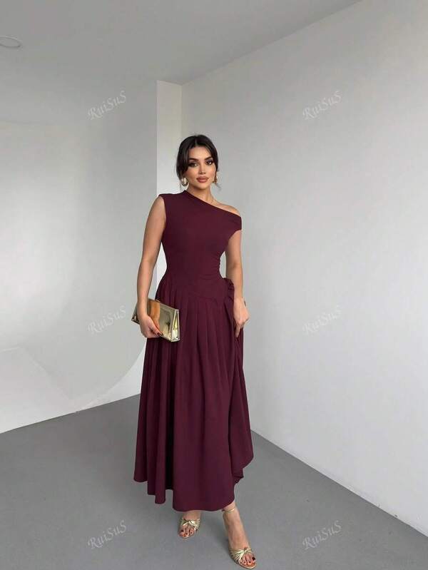 Women's Elegant Square Neck Ruffle Midi Dress, Sexy Party Knit Fabric Ruffle Trim Cocktail Dress For Evening Date, Holiday, Wedding, Birthday, Formal Occasion, Garden Party, Baby Shower, Solo Party