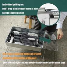 Charcoal Grills, Folding Barbecue Grill, Portable Grill With Reinforced Support Frame, Small Grill As Barbecue Accessories, Stainless Steel Table Grill For Cooking Folding Charcoal BBQ Grill, Portable Camping Grill, Compact Campfire Charcoal Gas BBQ Grill Rack