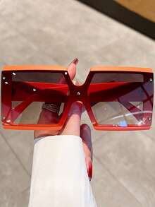 1pc Fashion Plus Size Women Colorblock Fashion Glasses, Multi-Color Decorative Glasses - Multicolor - View 11