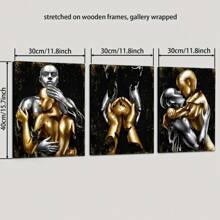 Visual Art Decoration Posters, Black And Gold Love Decoration Paintings, Gray And Gold Embrace Couple Canvas Prints, Used For Art Decoration Of Living Room And Bedroom Walls, Framed Canvas Prints