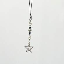 全新黑色 8 字形珠子、五角星、星爆链挂绳、Y2K 复古垃圾摇滚风格、手机挂绳、手机吊饰，适合送给母亲、家人、朋友、生日、节日的手机链礼物