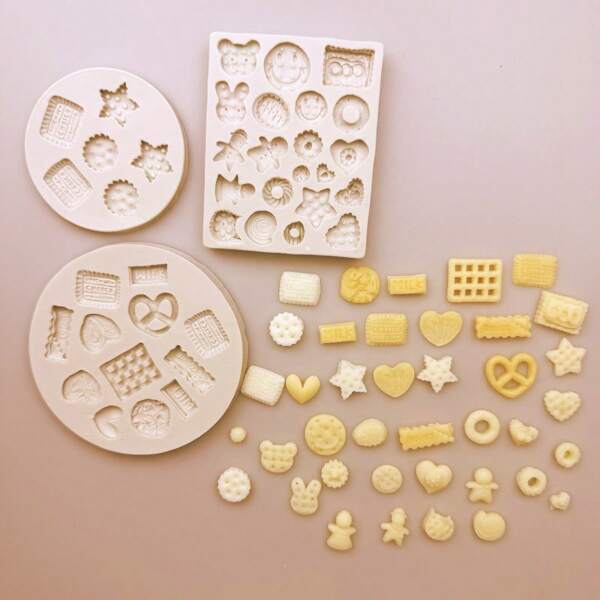 1pc/3pcs Miniature Chocolate Cookie Silicone Molds, DIY Crafting Jewelry Casting Tools, Faux Chocolate Biscuit Pendants, Scented Candle Making, Shoe Decor, Rectangular Shape, Art Supplies