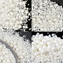 130g/4.58 Oz White Cake Decoration Sprinkles- Baking Decoration Cake Decoration, Cake Birthday Wedding Party Decoration Tool Cookie Decoration - Creative Baking Shiny Particles DIY Cookies Cupcake Dessert Decoration Materials, Multiple Colors To Choose From, Birthday Party/Wedding Dessert Table