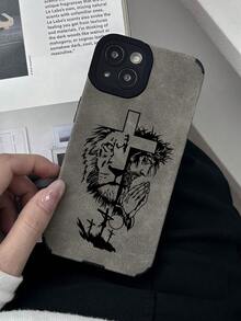 Luxury Faux Leather Lion Graphic Phone Case, Symbol Of Strength, Cross Christian Faith Pattern, Premium Gray Color, Full Protection Anti-Drop, Camera Lens Protection, Compatible With IPhone, Compatible With IPhone Case, Phone Case, Compatible With IPhone 17 Pro Max Case, Compatible With IPhone 13 Case, Compatible With IPhone 15 Case, Compatible With IPhone 16 Pro Max Case, Compatible With IPhone 16 Plus Case, Compatible With IPhone 18 Pro, Compatible With IPhone 18 Pro Max - Multicolor - View 6