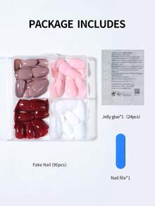 96 Cái/Hộp (4 Màu Hỗn Hợp) Móng tay giả Acrylic ngắn hình bầu dục bóng màu trơn đầu bấm móng tay ngắn hình hạnh nhân vừa vặn hoàn hảo, Bao gồm: 1 Keo dán và 1 Dũa móng tay, Thích hợp cho phụ nữ và trẻ em gái sử dụng hàng ngày và tiệc tùng Đồ dùng làm móng - Nhiều màu - Xem 6