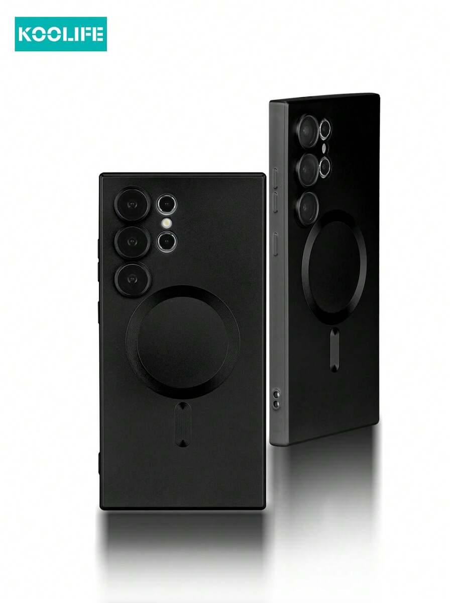 Magnetic Koolife 1pc Magnetic Wireless Charging Magsafe Full Coverage Soft Silicone Phone Case, Ultra-Thin Matte Finish Anti-Drop Metal Paint, Lens Protection, Integrated Buttons, Compatible With Galaxy S22/S22 Plus/S22 Ultra, S23/S23 Plus/S23 Ultra, S24/S24 Plus/S24 Ultra, S25/S25 Plus/S25 Ultra Waterproof Shockproof Scratch Resistant - Graphite Black - View 1