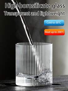 1pc/4pcs Vertical Stripe Glass Cup,Straight Design Glass Cup,Straight Coffee Glass Cup,Creative Glass Cup,Vertical Cold Drink Cup,Simple Beverage Cup,Retro Stripe Cup,Ribbed Transparent Coffee Cup,American Latte Coffee Cup,Heat-Resistant Drinking Glass Cup,Transparent Glass Cup,Beer Cup,Cocktail Cup,Summer Beverage Glass Cup,Beverage Cup