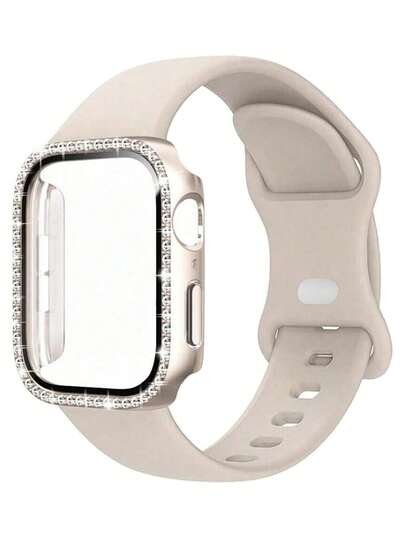 2条星空色柔软舒适可调节硅胶运动表带，饰有水钻；二合一超薄钢化玻璃屏幕保护膜；兼容 38/40/41/42/44/45/46/49mm，适用于 Series Ultra/SE/11/10/9/8/7/6/5/4/3/2/1