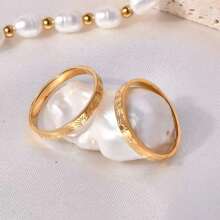 1 pièce Bague en acier inoxydable avec motif tournesol, placage en titane 18 carats fin