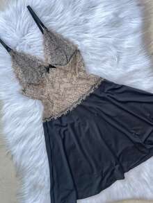 Kit 2 Sensual Two-Tone Lace Nightdress Without Cups With Microfiber And Adjustment - 彩色 - 查看 5