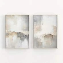 Set Of 2 White Abstract Posters, Art Prints, Modern Minimalist Posters, Neutral Abstract Wall Arts Decor, Elegant Gray And White Canvas Designs, Suitable For Living Room, Bedroom, Hotel Decoration, Unframed.