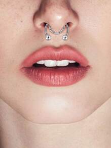 4 pièces Style punk Faux piercing Faux anneau de nez Septum sans perçage Pince à nez Rock HipHoop Bijou de corps en acier inoxydable de mode