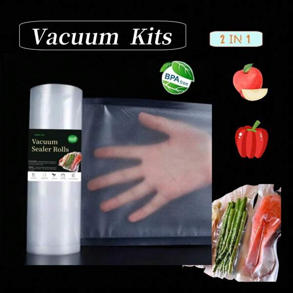 1 Roll Vacuum Bags For Food Preservation, 11.81x197 Inch Vacuum Sealer Storage Bags, Ideal For Storing, Meal Prepping & Vacuum Low-Temperature Cooking, Kitchen Accessories, Kitchen Storage And Organization