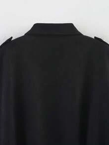 HH Women's Jackets Coats Fashion Turn-Down Collar Long Sleeve Loose Coats Vintage Female Outerwear Chic Tops - Black - View 4