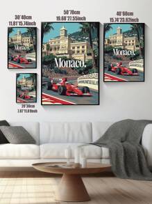1 pièce Affiche de l'héritage des courses de Monaco, légendes du Grand Prix, art mural de sport automobile pour le salon, la chambre, la salle de bain, le bureau et autres décorations de la maison, sans cadre
