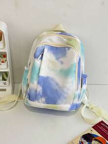 Fashionable Minimalist Tie-Dye Pattern Large Capacity Women Backpack - Multicolor - View 3