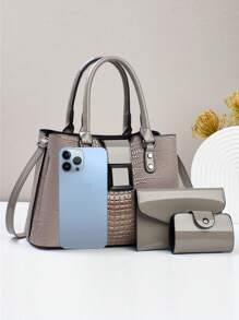 New Casual Women's Multi-Function Combo Bag, Fashionable Classic Elegant Style, Convenient To Carry, Large Capacity, Shoulder Or Crossbody, Suitable For Fall