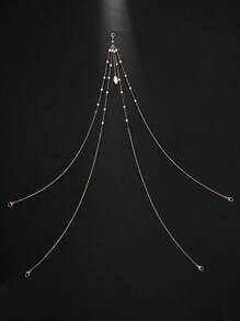 1 peça de corrente metálica sexy para biquíni com decoração de pérolas falsas na cintura, joia para festa em boate