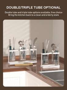 Kitchen Counter Utensil Holder, Large Capacity Storage, Tidy Kitchen Space, Vertical With Drip Tray