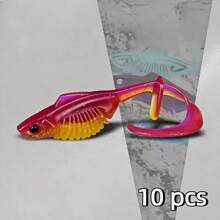 10PCS Dual Position Switch Twist Fish Lure Soft Lure T Tail Curl Tail Line Freshwater Float