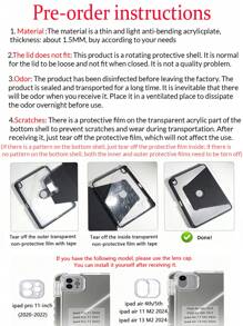 1 Pieza, Funda protectora de iPad de acrílico transparente cristalino con carcasa dura y silicona gruesa anti-colisión con función de encendido/apagado automático, ranura para bolígrafo, anti-caída y delgada, adecuada para iPad 10th/9th, Pro 11 2024/iPad 11 2025, cubierta no magnética, económica y práctica, con diseño hueco en la parte posterior para ver el logotipo, accesorio de funda protectora esencial para oficina y estudio