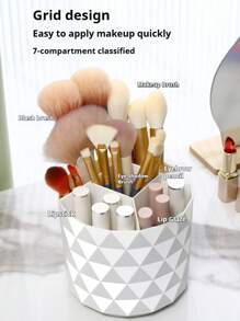 1 pieza Caja de almacenamiento giratoria para pinceles de maquillaje, soporte de escritorio redondo para delineador de cejas, lápiz, lápiz labial y pinceles, organizador de cosméticos, contenedor para pinceles adecuado para mesas de maquillaje, tocadores, escritorios, decoración de habitaciones, escritorios de oficina, organización y almacenamiento de baños