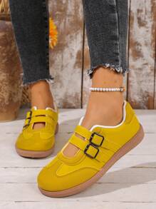 1 Paio di scarpe casual estive da donna, con suola chunky, in finta pelle, con chiusura a strappo, comode per uso esterno