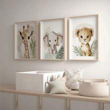 1/3 piezas Pósteres de arte de pared con estampados de animales, estilo moderno, estampados de animales de la jungla, decoración de guardería, guardería para bebés, arte de pared de guardería de animales, decoración de jungla para guardería, sin marco / enmarcado
