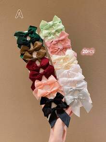 20pcs Colorful Bowknot Sweet Hair Ties For Girls - Multicolor - View 9